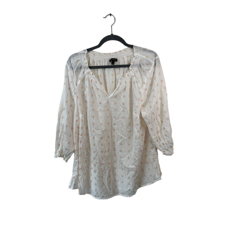 Lane Bryant Printed White Blouse Size 14